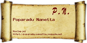 Poparadu Nanetta névjegykártya